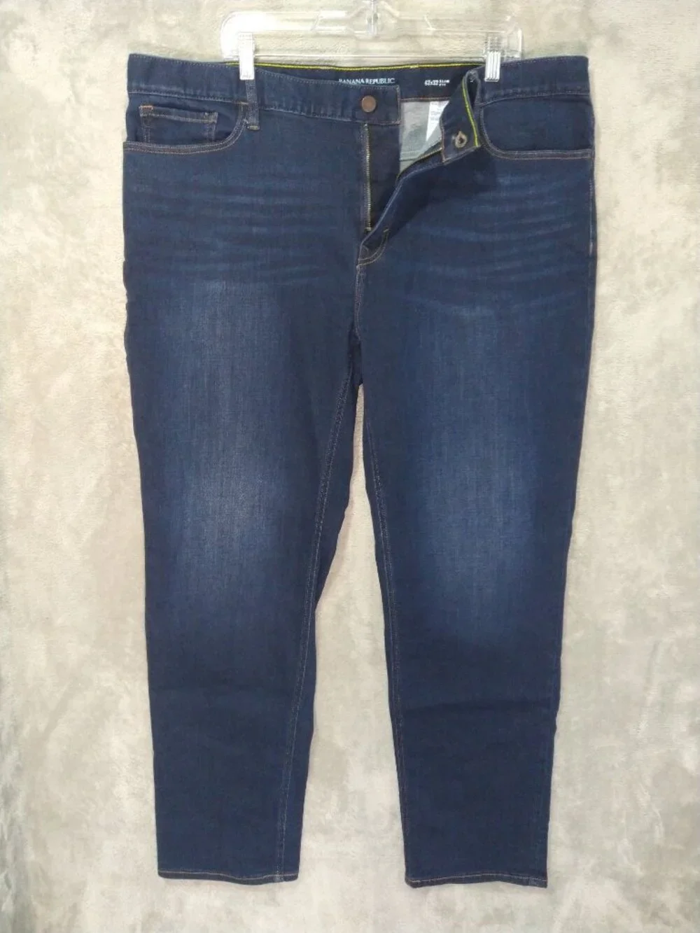 Banana Republic Jeans Mens 42x32 Blue Denim Traveler Slim Fit Stretch Mid Rise